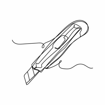 recommend clip art: Vector abstract continuous one single simple line drawing icon of paper cutter in silhouette sketch on white background.