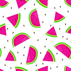 seamless pattern background with watermelons for print, on fabric, vector illustration