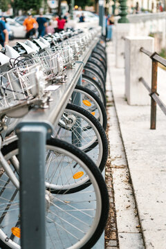 Electric bicycles on city street