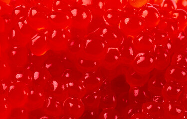 red caviar closeup background. Red caviar texture background. Salmon caviar.