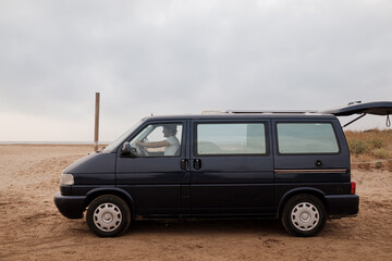 Man inside his camper van