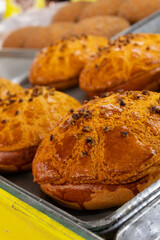 delicious handmade mexican bread for sale in a local market in oaxaca