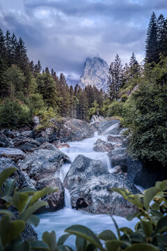 River stream and mountain landscape