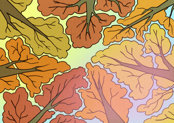 Forest in autumn digital illustration