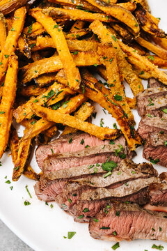 Steak and sweet potato fries