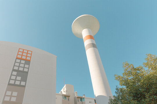 Water tower and building.