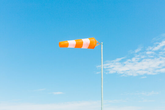 Orange wind direction flag.