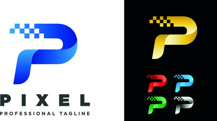 Abstract P logo set with multiple color