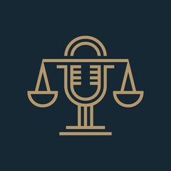 Podcast Law Logo Design Illustration