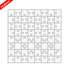 Blank puzzle form 64 pieces stock vector.