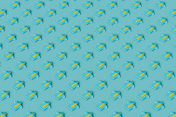 large pattern of blue origami paper shirts with ties 