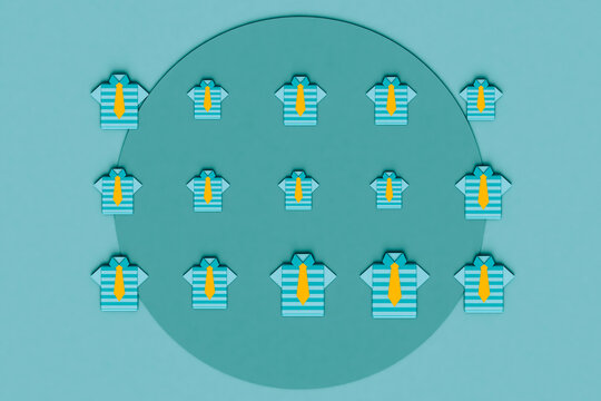 origami paper shirts with ties in differet sizes