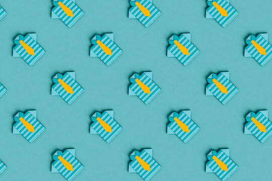 pattern of origami shirts with yellow ties 