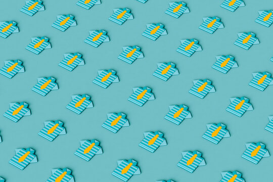 pattern design of origami paper shirts with ties 