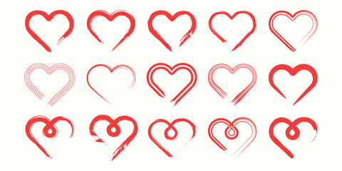 heart logo with brush style vector illustration design.