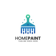 Vector Logo Illustration Home Paint Gradient Colorful Style.