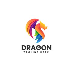 Vector Logo Illustration Dragon Gradient Colorful Style.