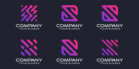 simple logotype icon set, letter s combined element digital or data. logo design template