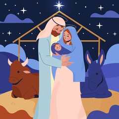 hand drawn nativity scene vector design illustration