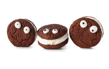 Funny cookies on white background