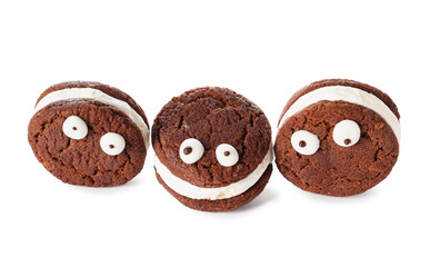 Funny cookies on white background