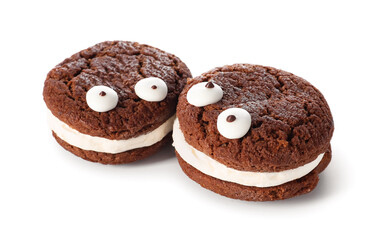 Funny cookies on white background