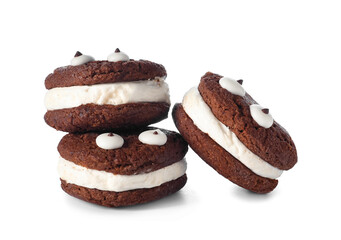 Funny cookies on white background