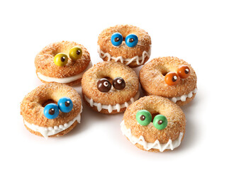 Funny cookies on white background