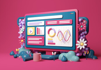 Financial data on 3D computer