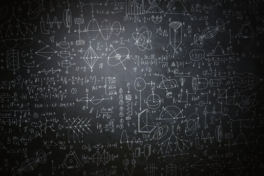 Blackboard with formulas . Mixed media