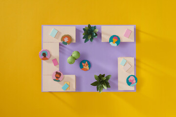 Creative coworking space in paper cut style