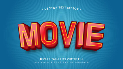 Obraz premium Movie cinematic 3d text style effect. Editable illustrator text style.
