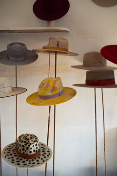 Hats in progress in the atelier