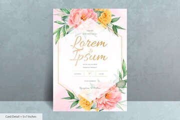 Beautiful Watercolor Wedding Invitation Set with Hand Drawn Floral