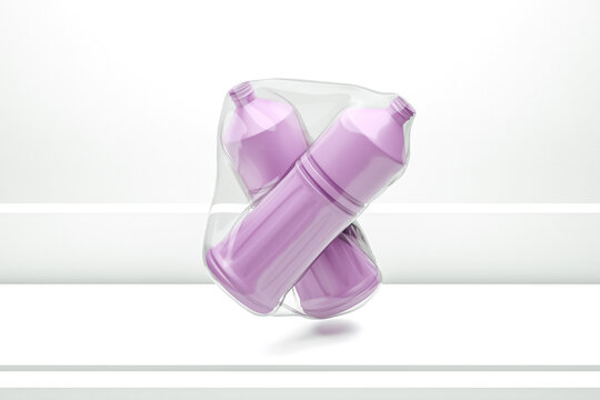 Plastic bottles inside a transparent plastic bag
