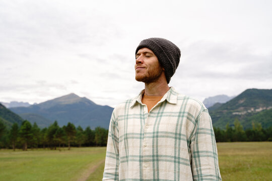 Portrait of smiley man outdoors