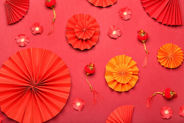 Beautiful Chinese composition on color background