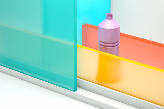 Bottle and colored plastics