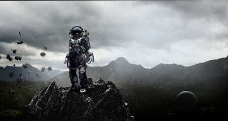 Astronaut and space exploration theme.