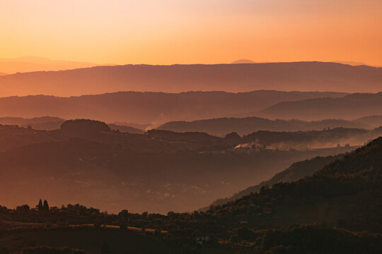 Layers Of Hills During Sunset