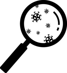 search icon magnifying glass sign white background covid19 particles with a magnifying glass