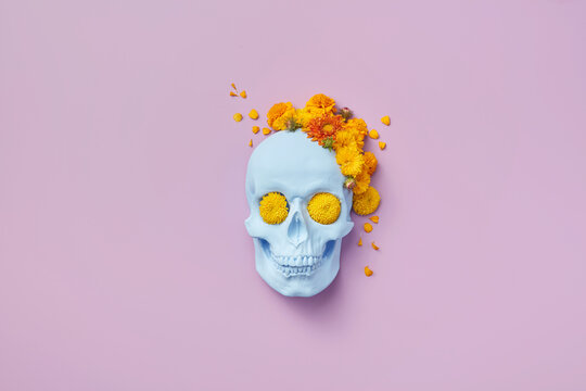 Colored skull with flowers