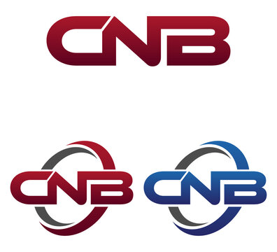 Modern 3 Letters Initial logo Vector Swoosh Red Blue CNB