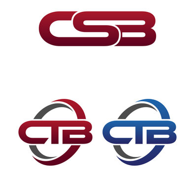 Modern 3 Letters Initial logo Vector Swoosh Red Blue CSB