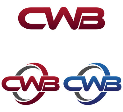 Modern 3 Letters Initial logo Vector Swoosh Red Blue CWB