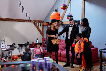 Neighbors invited guest joining to Halloween party