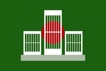 International Mother Language Day conceptual Architecture landmark symbol.  Bangladeshi flag concept background.  21st February holiday. Martyr's Day of Bangladesh. International Mother Language Day