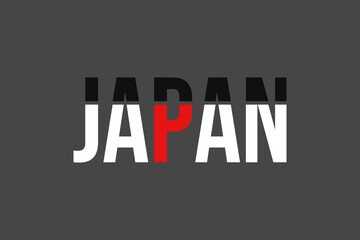 Japan flag concept typography text vector design. White, and Red conceptual country name. 