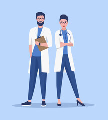 A team of doctors. Colored flat vector illustration.