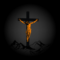 God Jesus on cross .art of  jesus vector illustration.